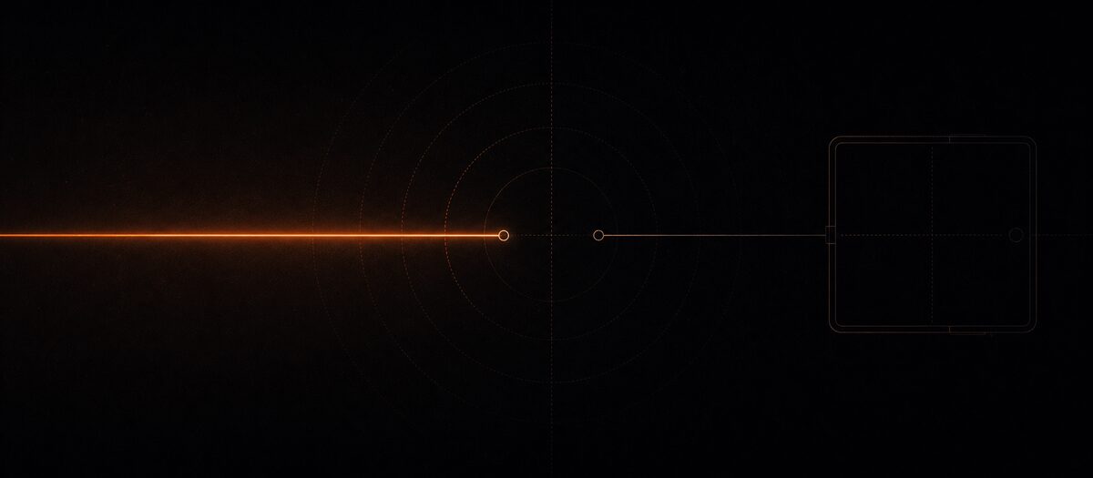 A connection line cleanly broken part way to a device, everything past the break gone dim, illustrating browser tools without a connection