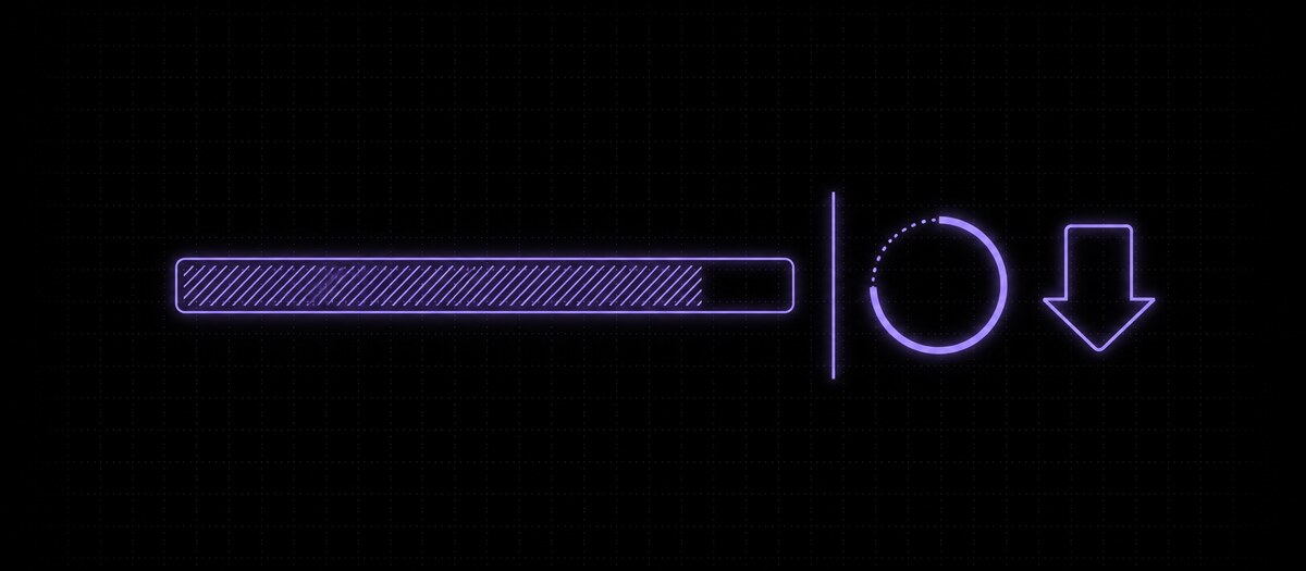 A progress bar stopped by a barrier just before the export arrow, with a countdown ring, illustrating a demo limit