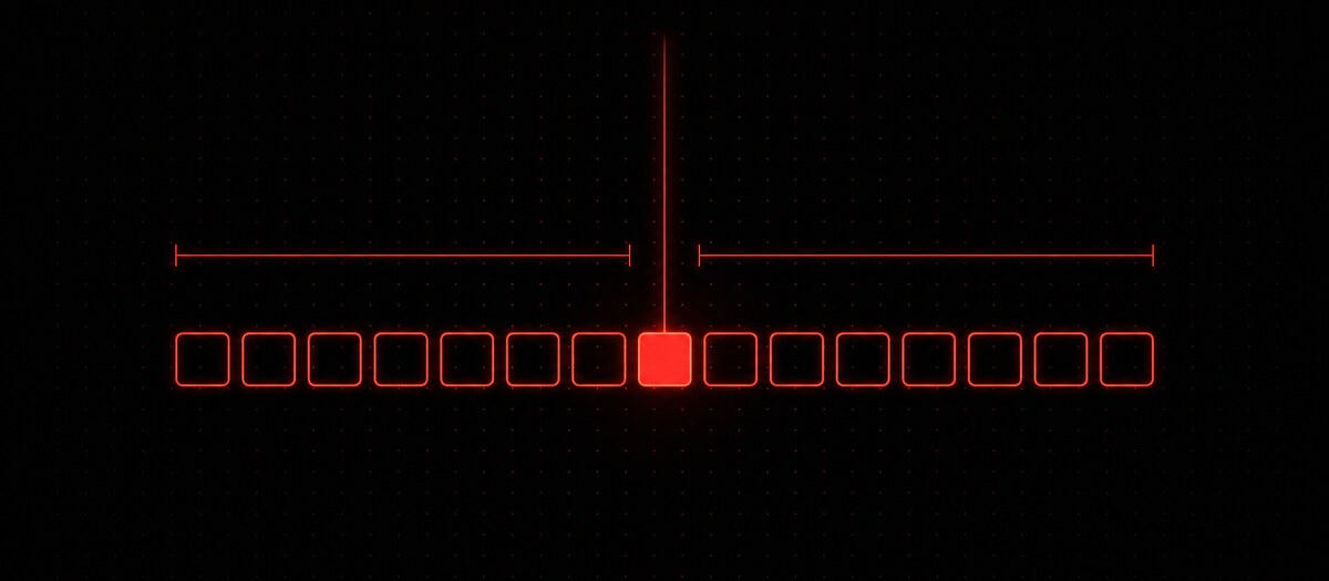 A row of empty step cells with one filled at the middle of the bar, illustrating the snare alone on beat three