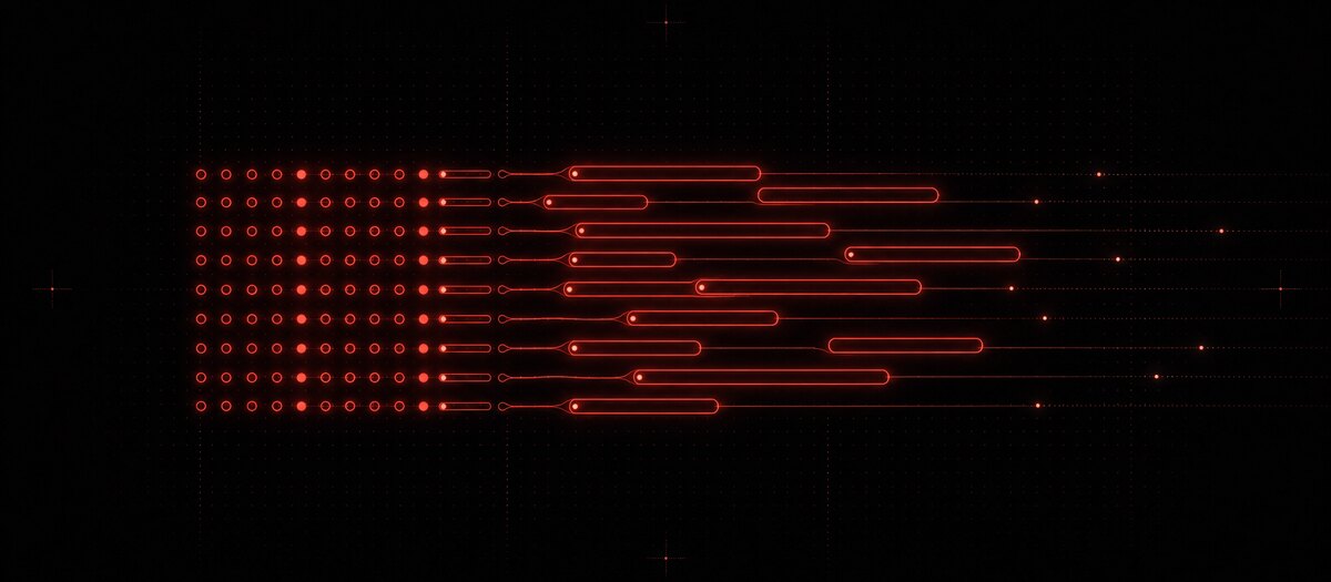Step cells stretching into piano-roll note bars that travel off the frame, illustrating MIDI export
