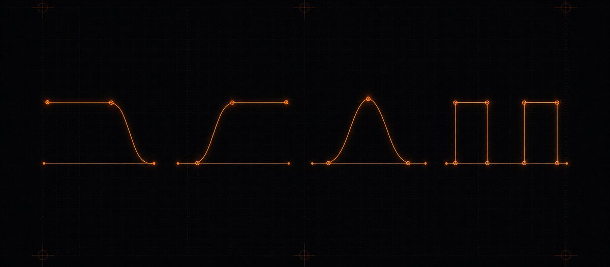 Four response curves — lowpass, highpass, bandpass and a three-band isolator with its middle band removed